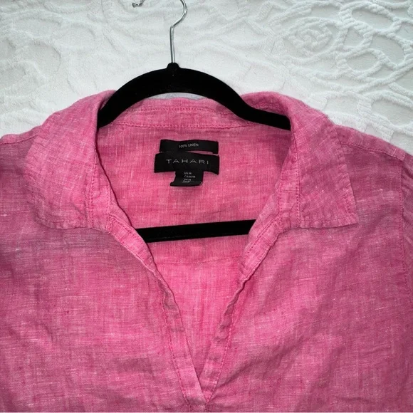 (I)  Tahari Linen Pullover Tunic Blouse - Picture 5 of 10